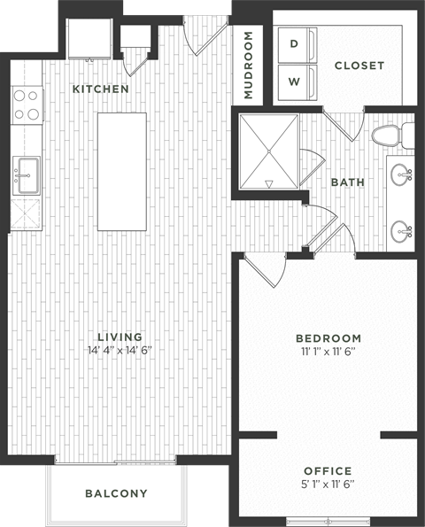 One bedroom floor plan
